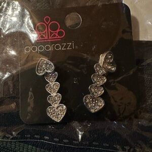 Paparazzi Silver Heart Cascade Earrings